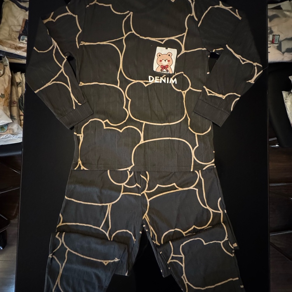 Black and Tan Graphic Pajama Set